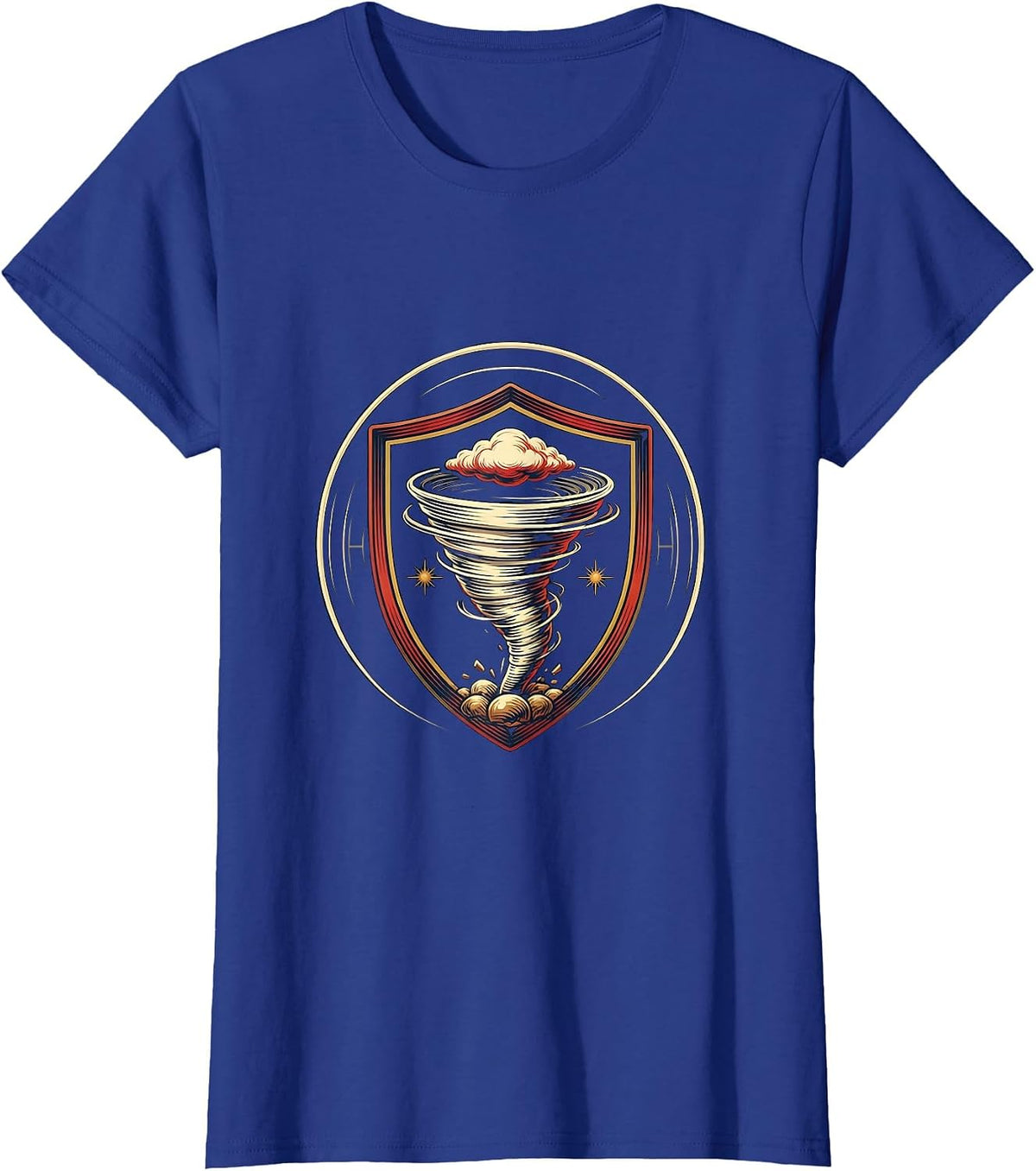 Women's Storm Chaser Tornado Emblem Meteorology Humor T-Shirt - Royal Blue