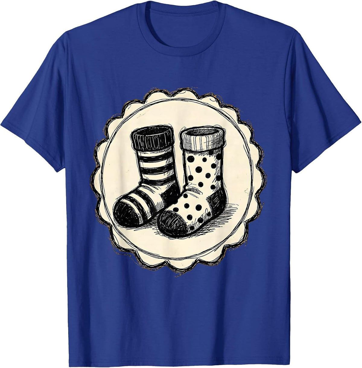 Men's Down Syndrome Awareness Mismatched Socks Design T-Shirt - Royal Blue
