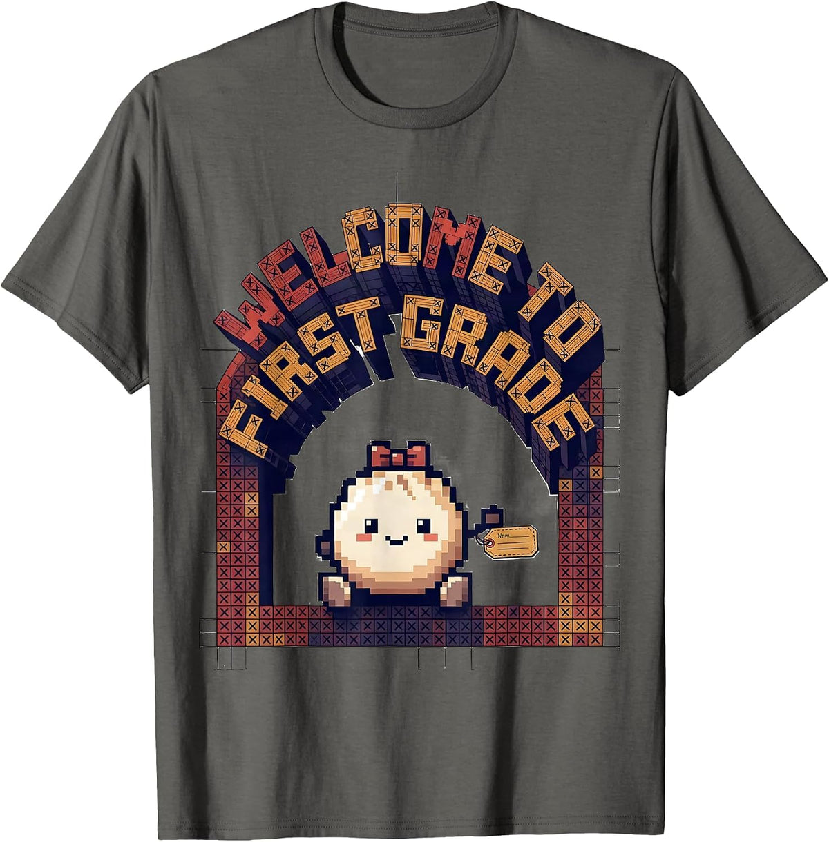 Welcome To First Grade Cute Dumpling Kawaii Back to School T-Shirt - Asphalt Grey