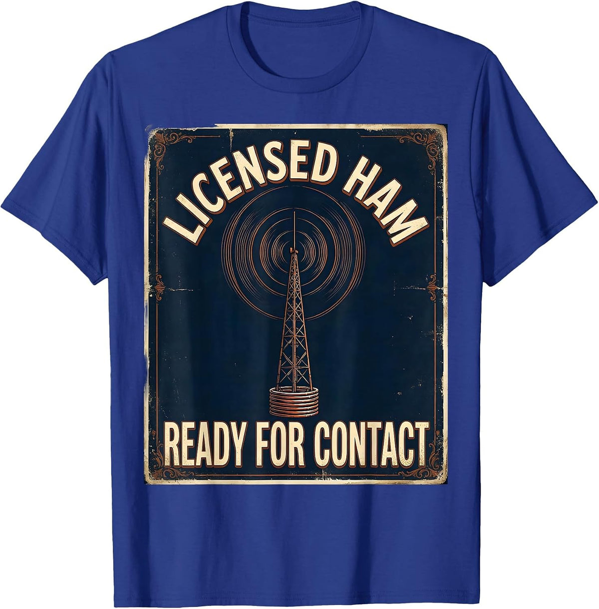 Men's Licensed Ham, Ready For Contact Vintage Ham Radio Operator T-Shirt - Royal Blue