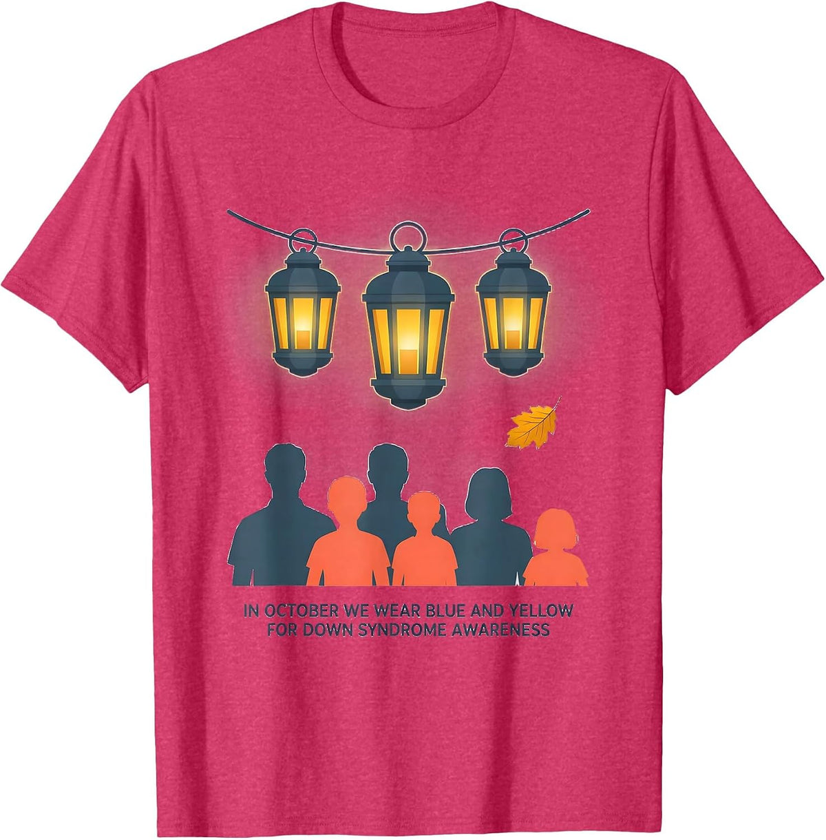 In October We Wear Blue Down Syndrome Awareness T-Shirt - Red Heather