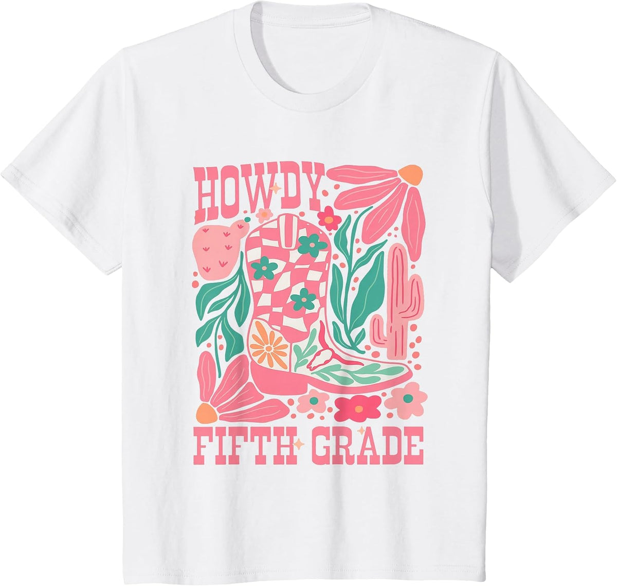 Howdy Fifth Grade Western 5th Grade Teacher Cowboy Cowgirl T-Shirt - White