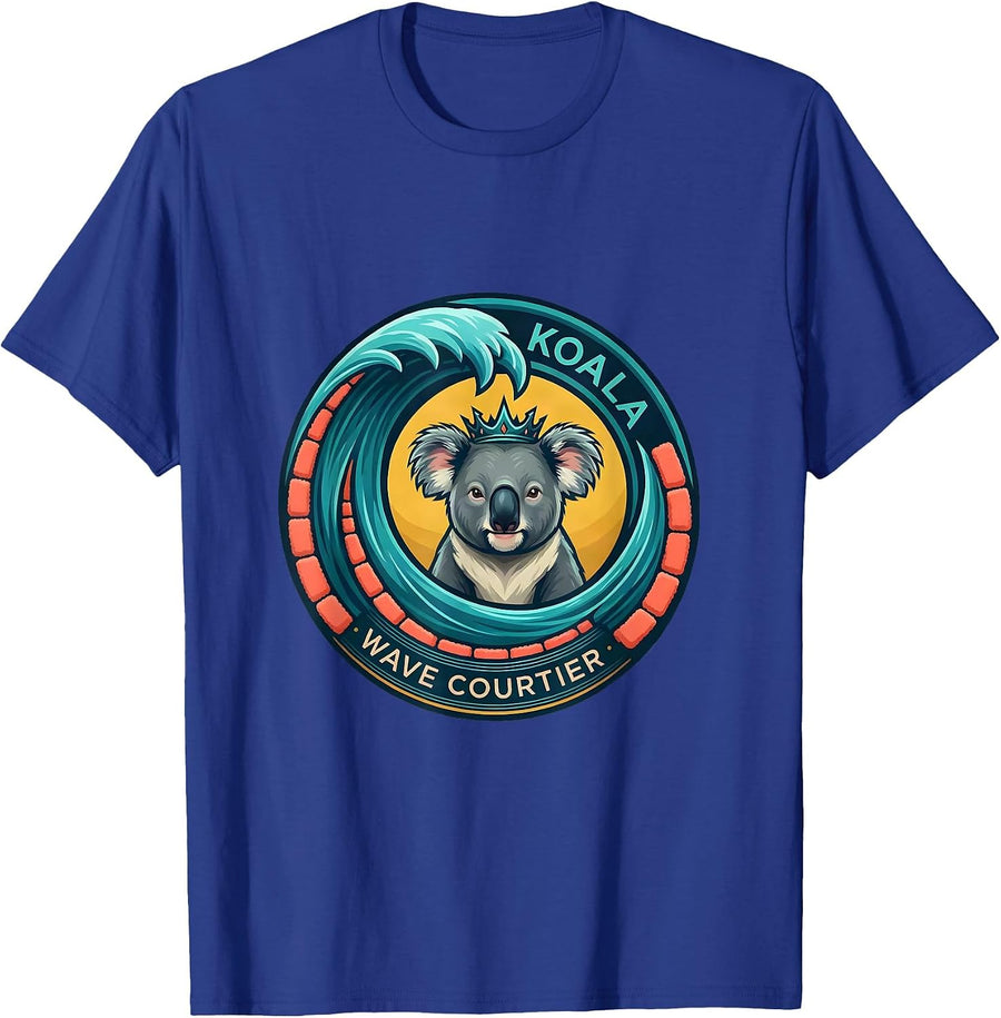 Koala Wave Courtier Funny Japanese Art Animal Lover Gift T-Shirt - Royal Blue