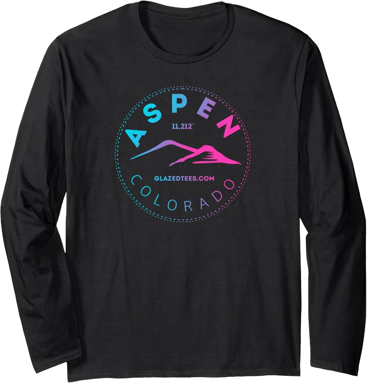 Aspen Colorado - Rocky Mountain Retro Hiking & Camping Long Sleeve T-Shirt - Adult Unisex Black