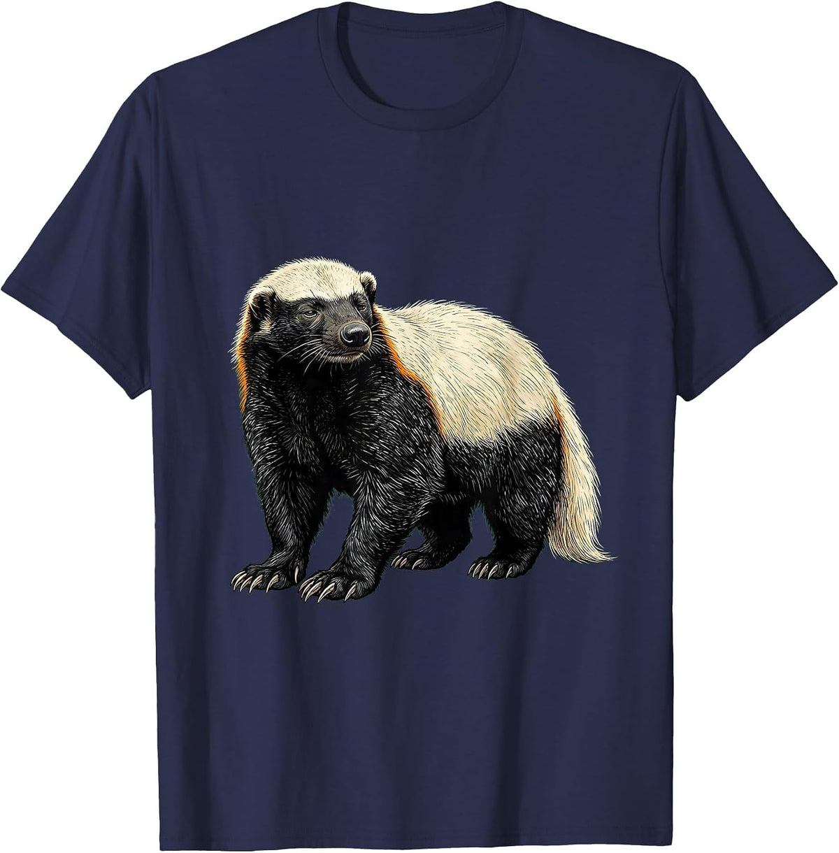 Honey Badger Bold Illustration Animal Lover Humor T-Shirt - Navy Blue