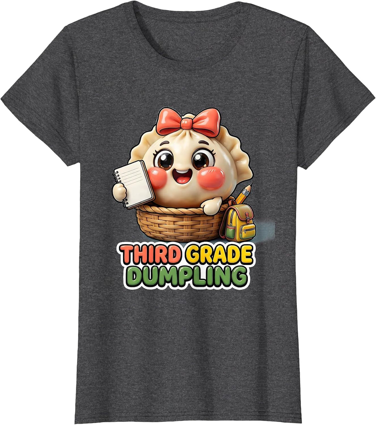 Women's Third Grade Dumpling Cute Kawaii First Day of School Girl T-Shirt - Dark Heather Grey