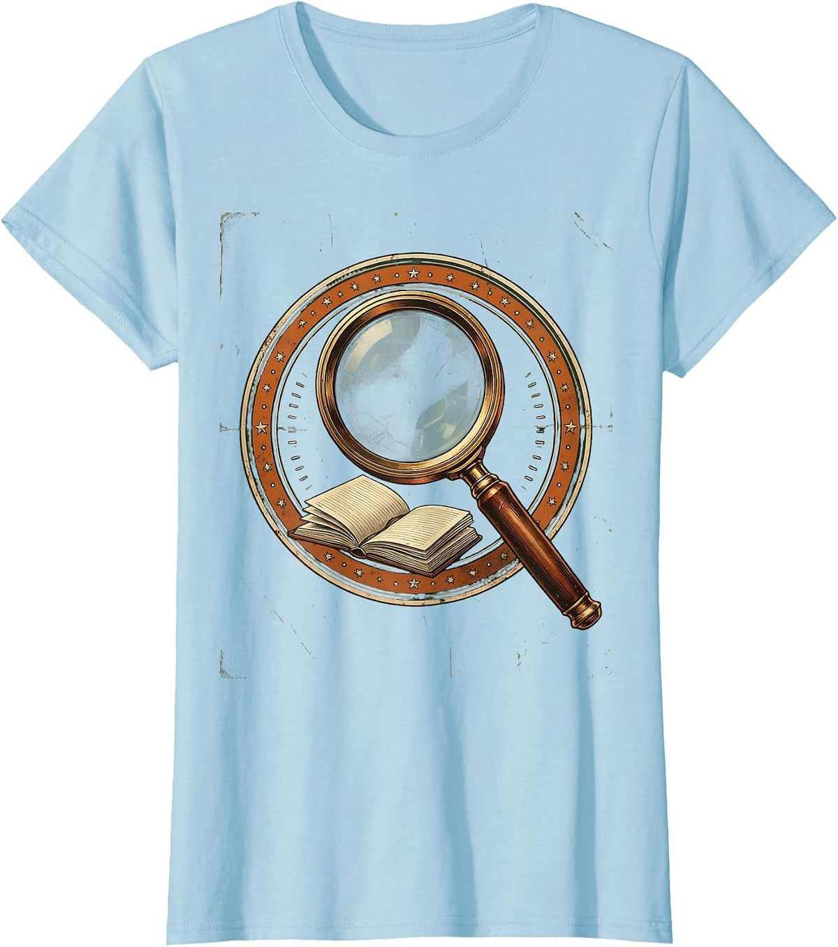 4th Grade Teacher Magnifying Glass Notebook Gift T-Shirt - Baby Blue
