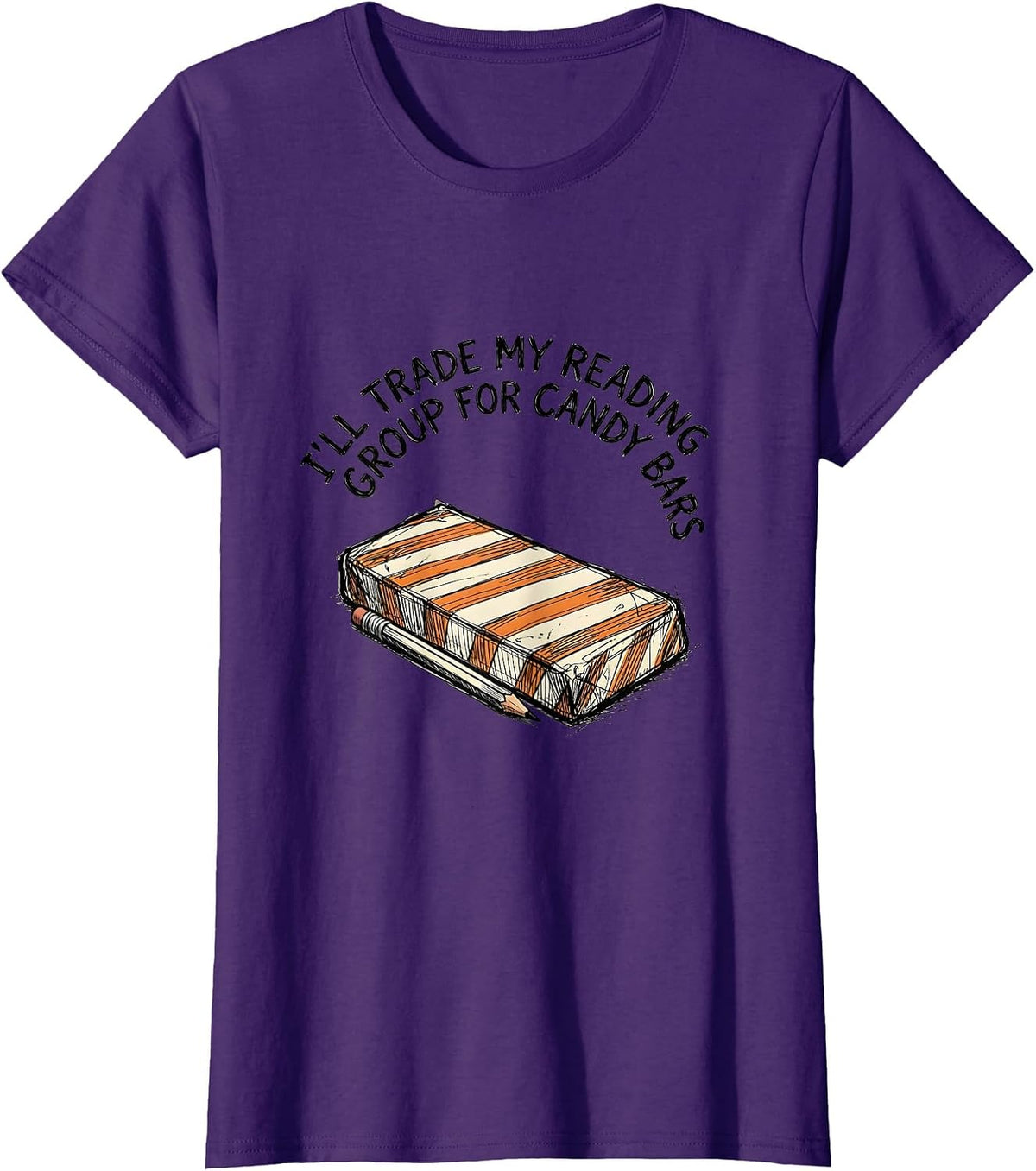 Women's I'll Trade My Reading Group For Candy Bars Teacher Halloween T-Shirt - Purple