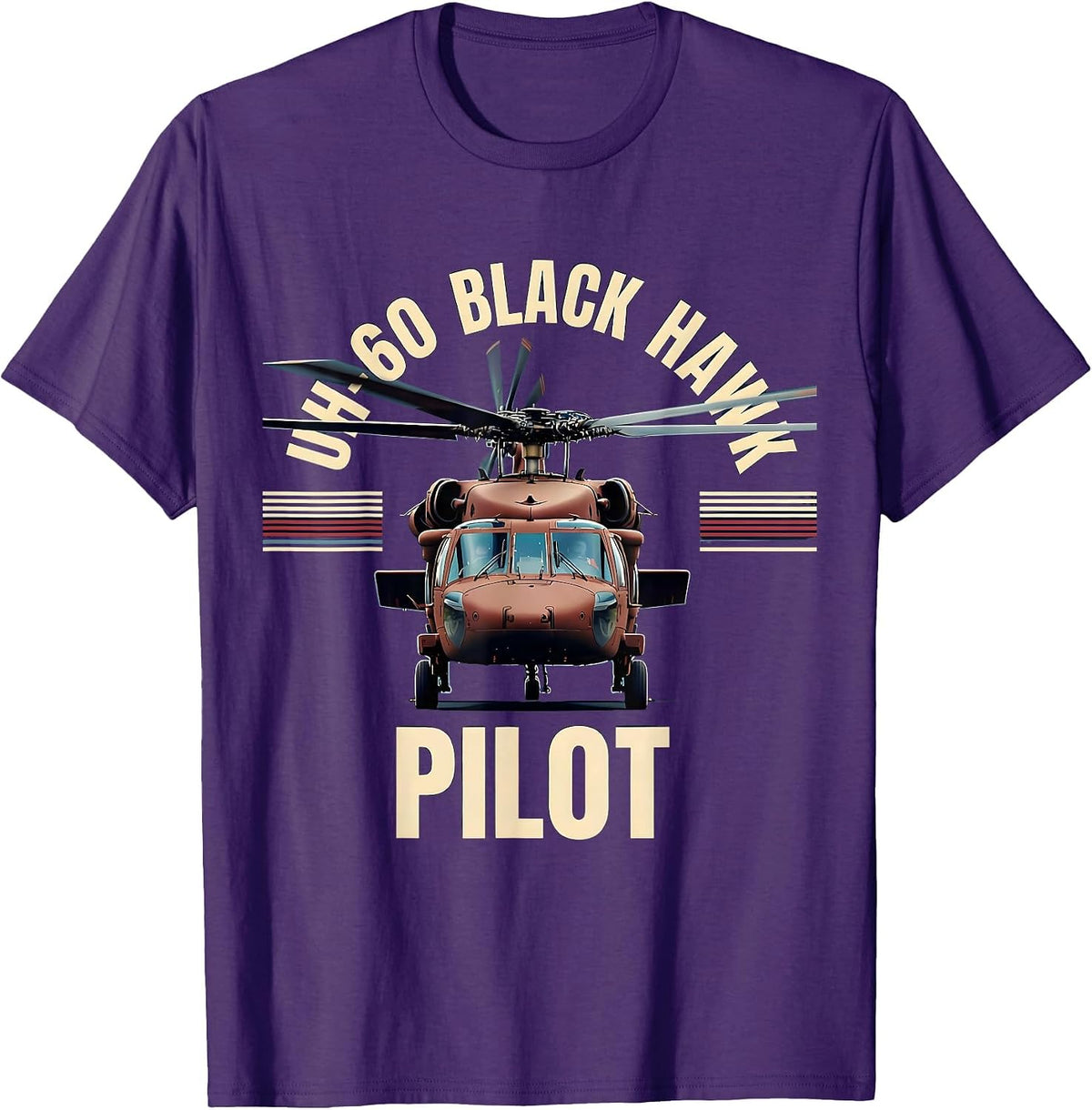 UH-60 Black Hawk Pilot Patriotic Military Helicopter Veteran T-Shirt - Purple
