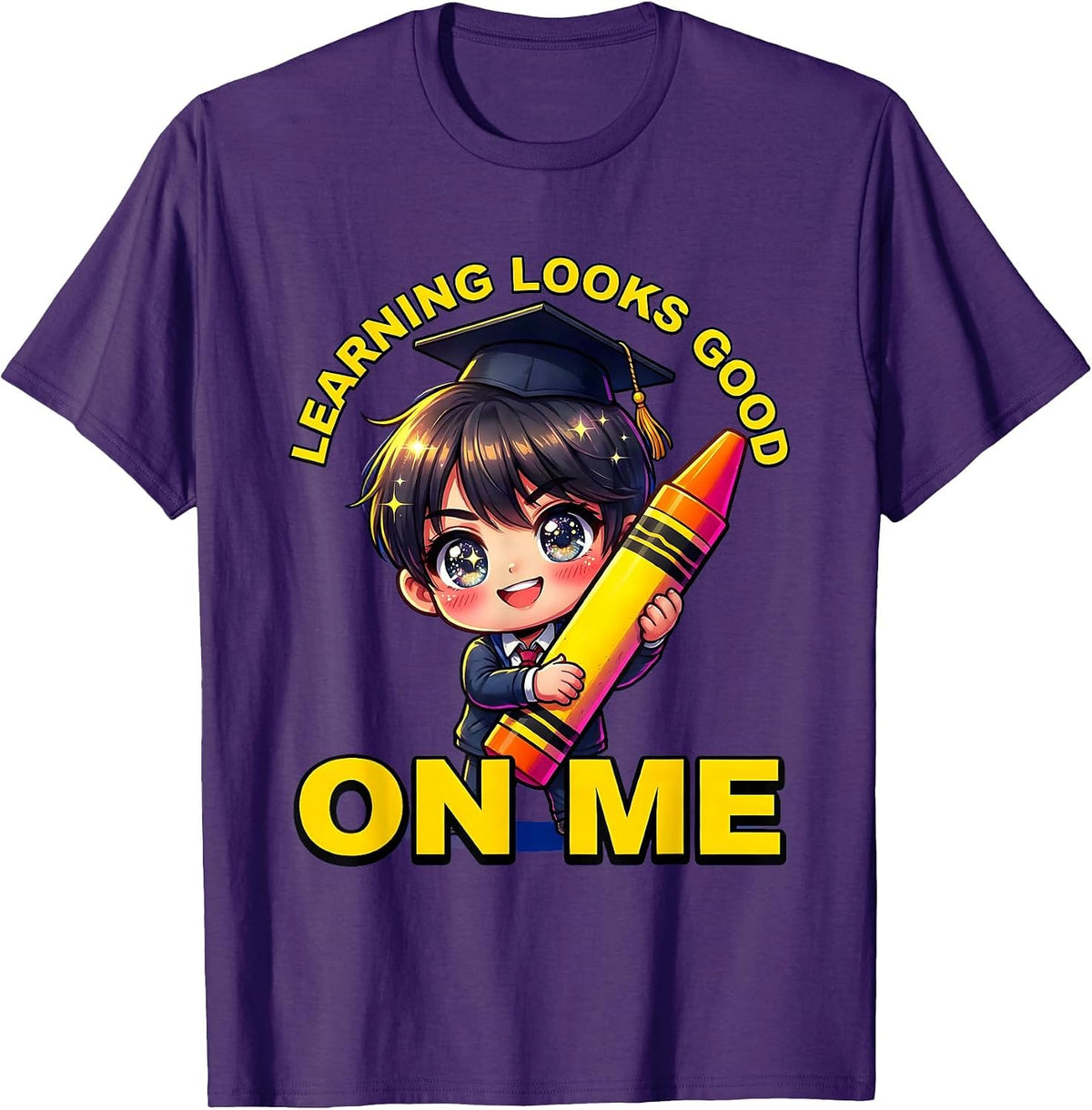 Learning Looks Good On Me Preschool Design T-Shirt - Purple