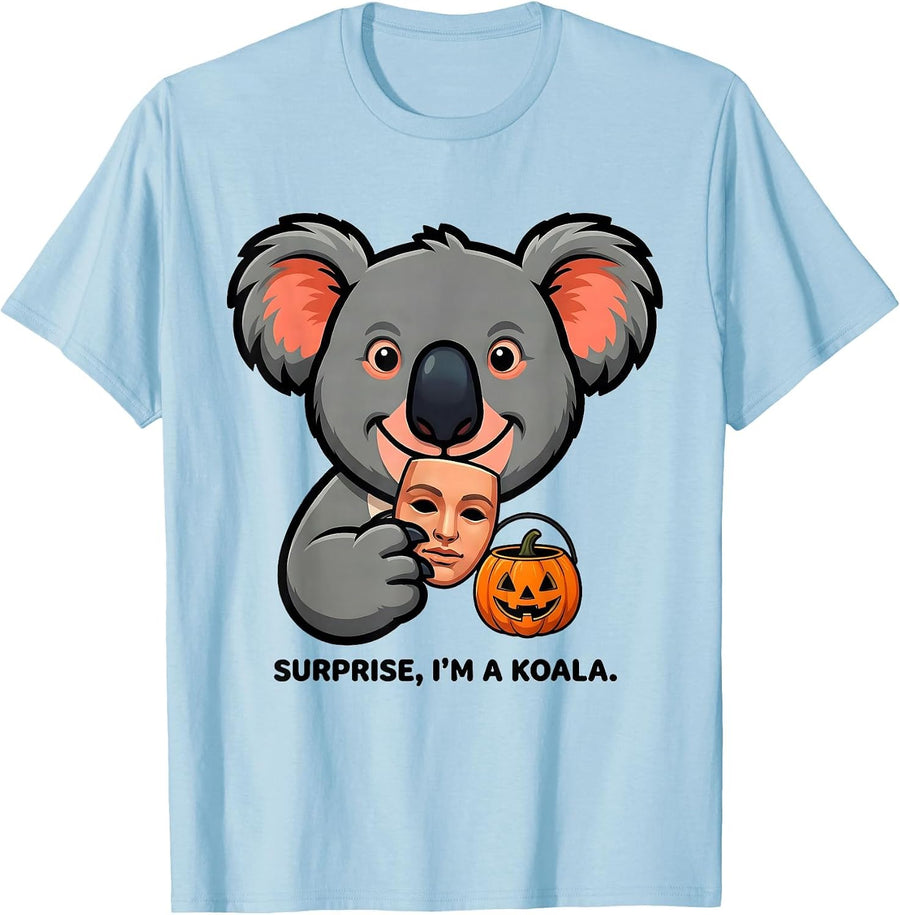 Men's Surprise, I'm A Koala Cartoon Koala Lover Halloween T-Shirt - Baby Blue