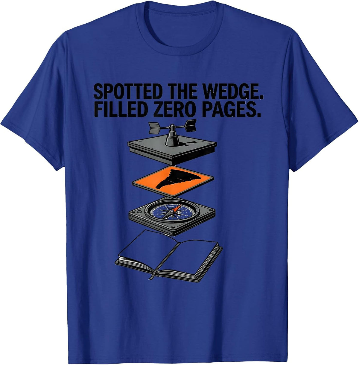 Men's Spotted The Wedge Filled Zero Pages Storm Chaser Tornado T-Shirt - Royal Blue