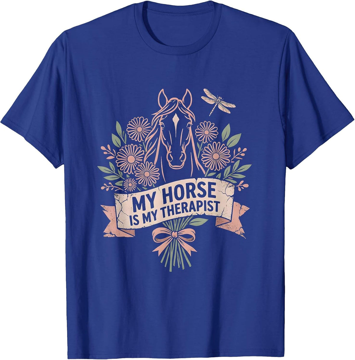 Men's My Horse Is My Therapist Equestrian Design T-Shirt - Royal Blue