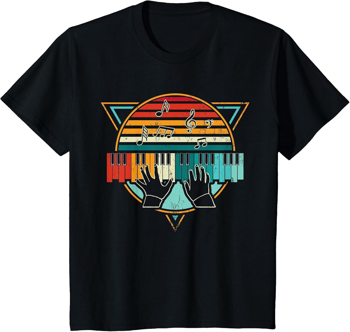 Retro Piano Keyboard T-Shirt - Black