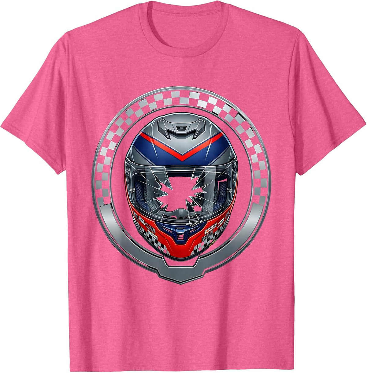 Men's Weathered Bike Helmet Cracked Visor Graphic T-Shirt - Pink Heather