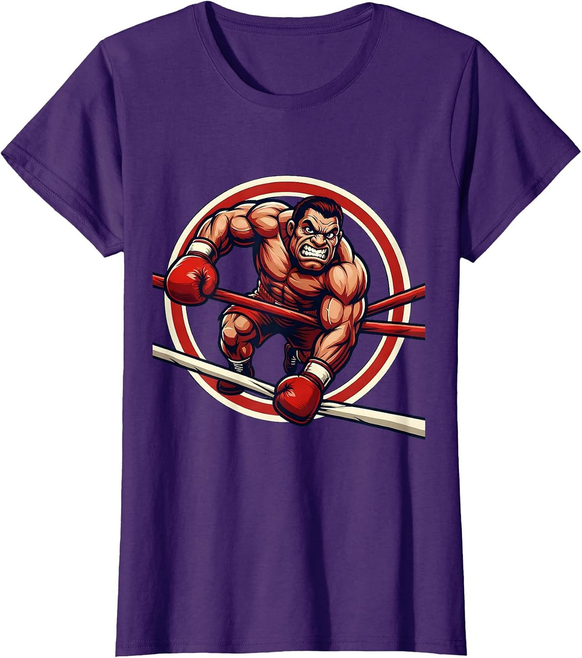 Women's Boxer Climbing Through Ring Ropes Graphic T-Shirt - Purple