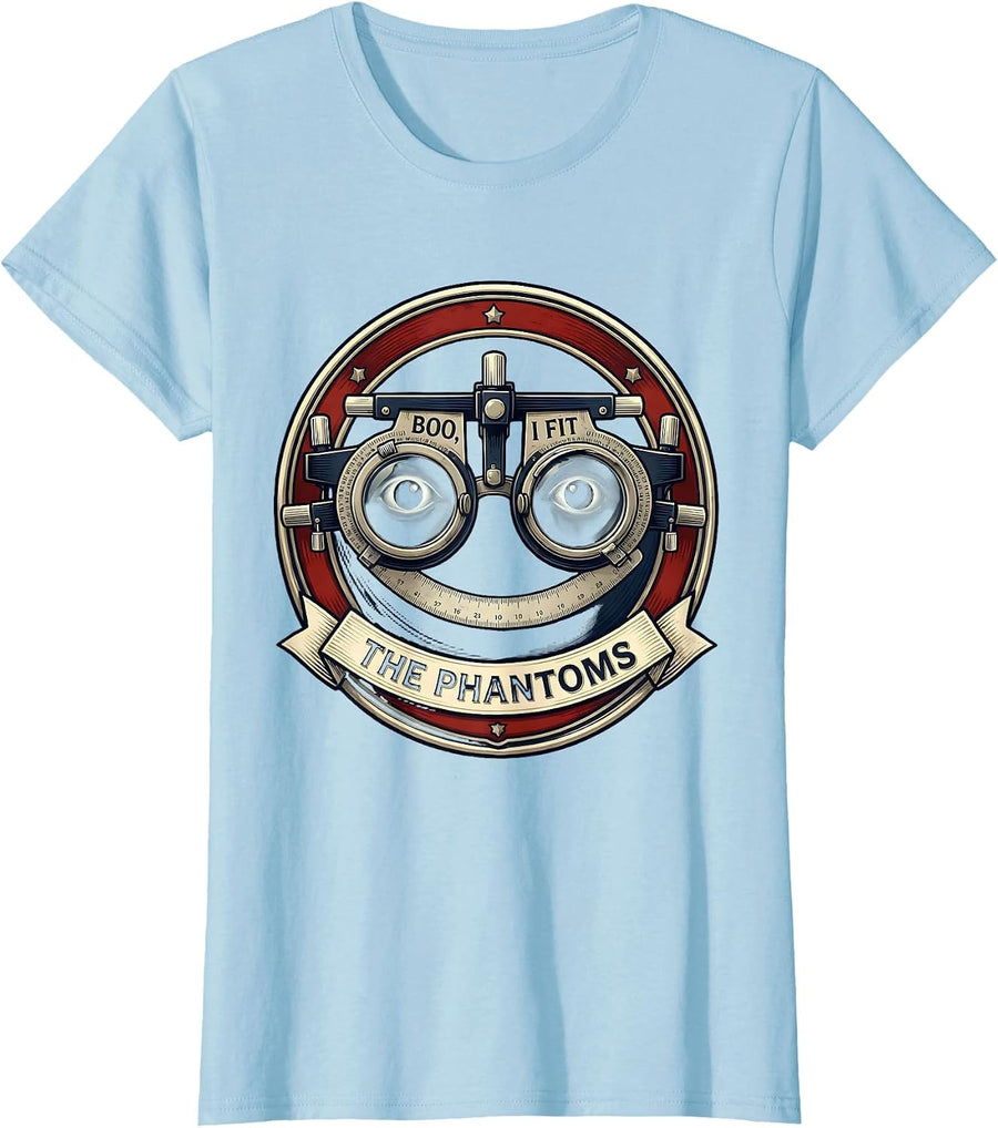 Women's Boo I Fit The Phantoms Funny Optometrist Halloween Eye T-Shirt - Baby Blue