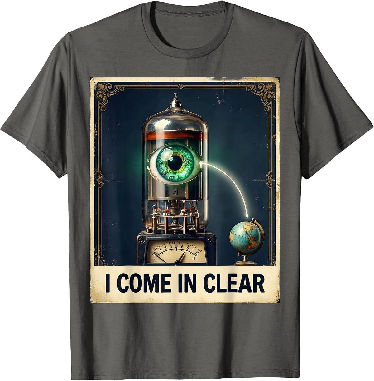 Men's I Come In Clear Vintage Ham Radio Operator Hobbyist Humor T-Shirt - Asphalt Grey