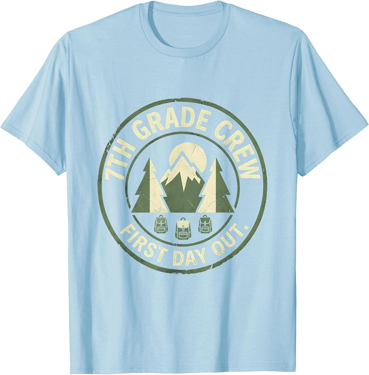 Men's 7th Grade Crew First Day Out Boho Nature Back To School T-Shirt - Baby Blue