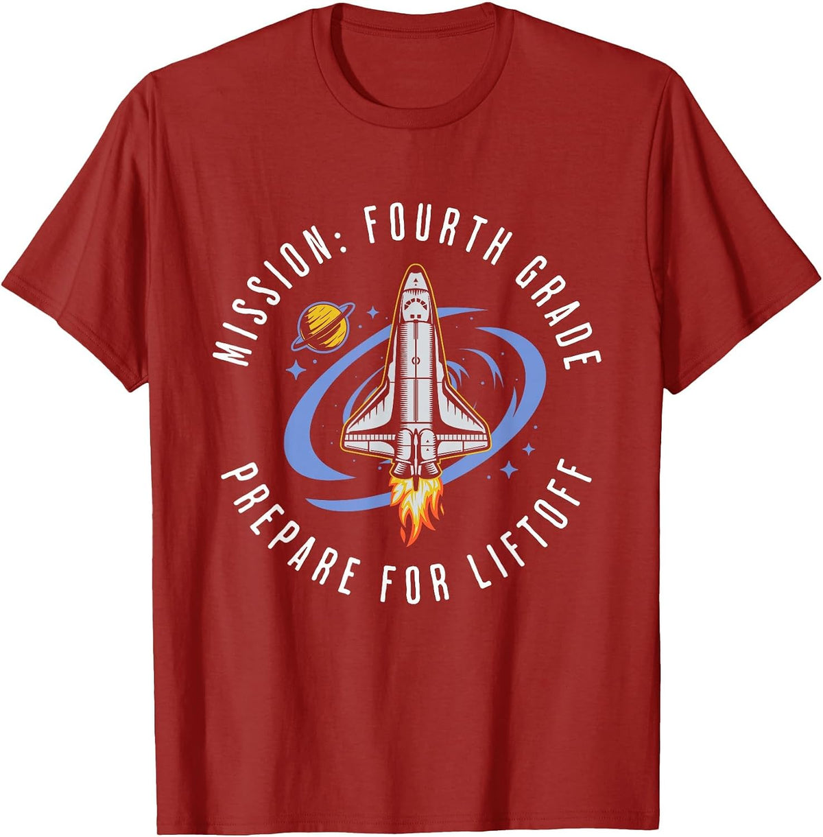 Mission Fourth Grade Space Rocket Back to School VI T-Shirt - Cranberry Red