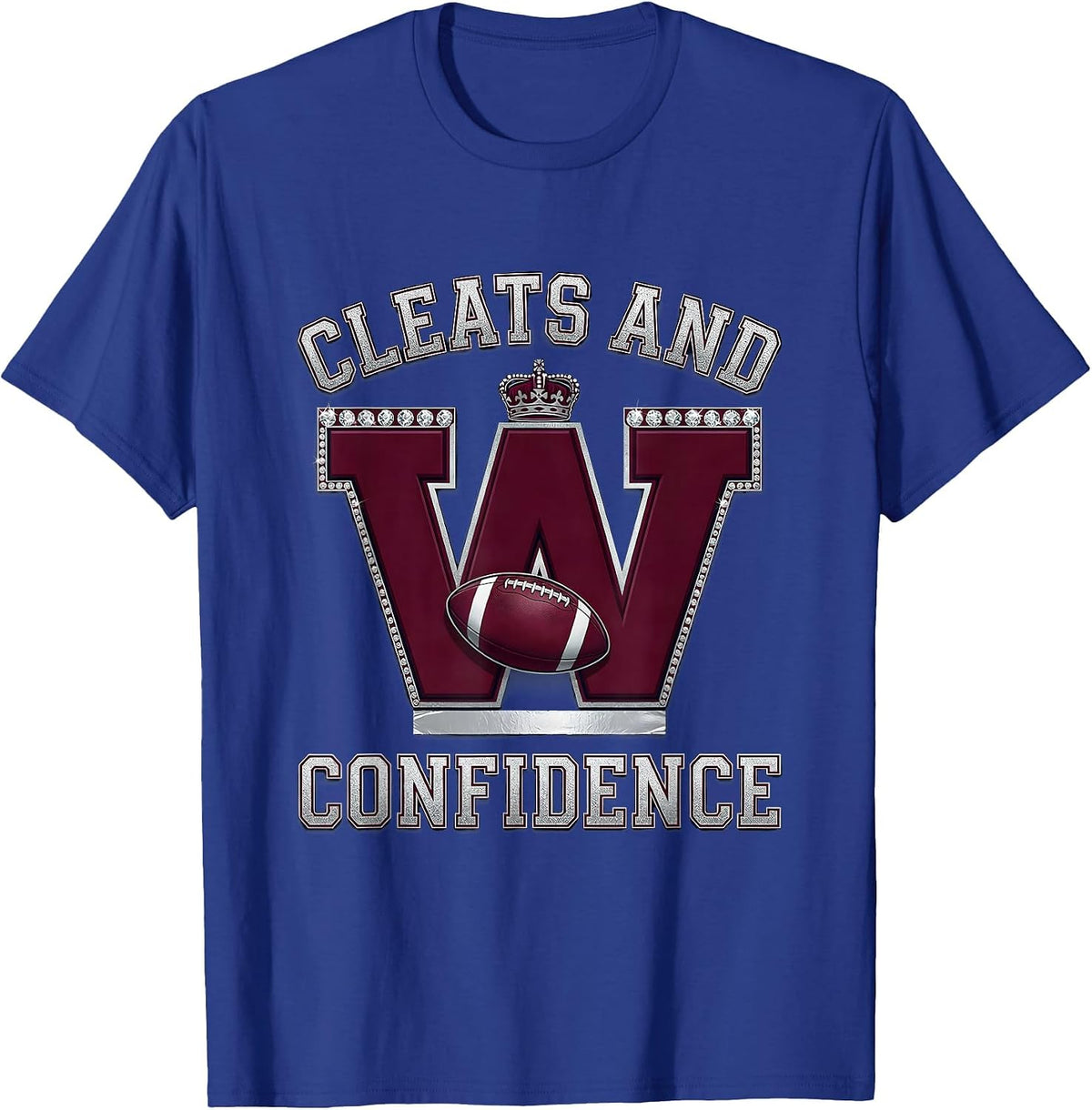 Cleats and Confidence Rugby Graphic Design T-Shirt - Royal Blue