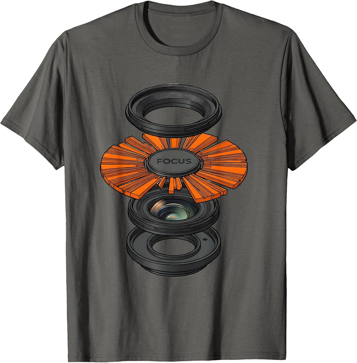 Focus Funny Photographer Camera Hobbyist Gift Humor T-Shirt - Asphalt Grey