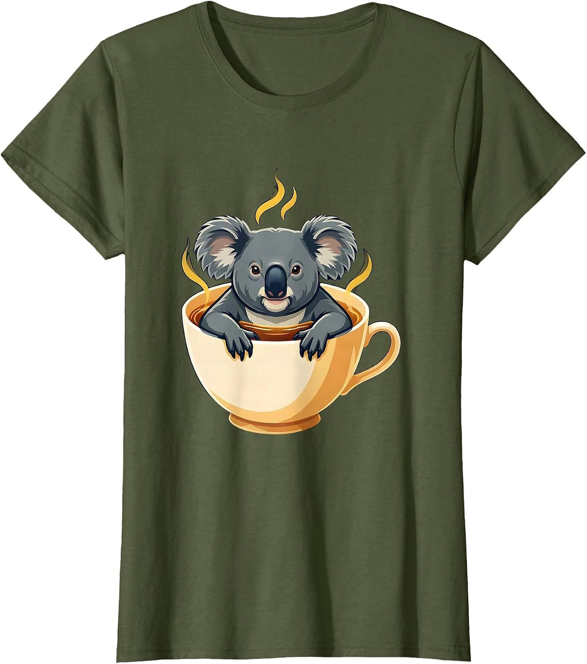 Women's Koala Tea Funny Animal Pun Gift Cute Humor T-Shirt - Olive Green