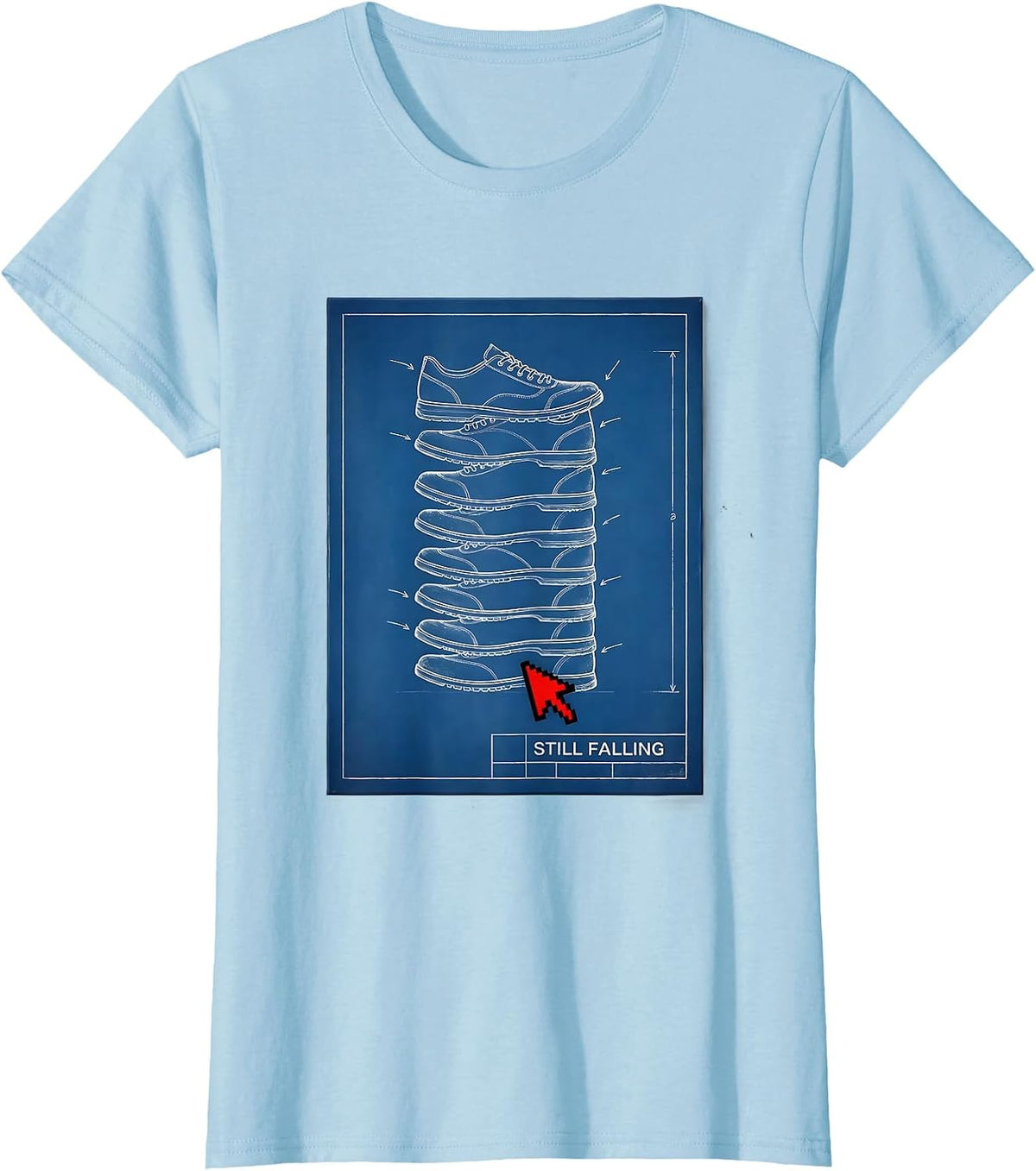 Still Falling Rock Climbing Bouldering Humor Blueprint T-Shirt - Baby Blue