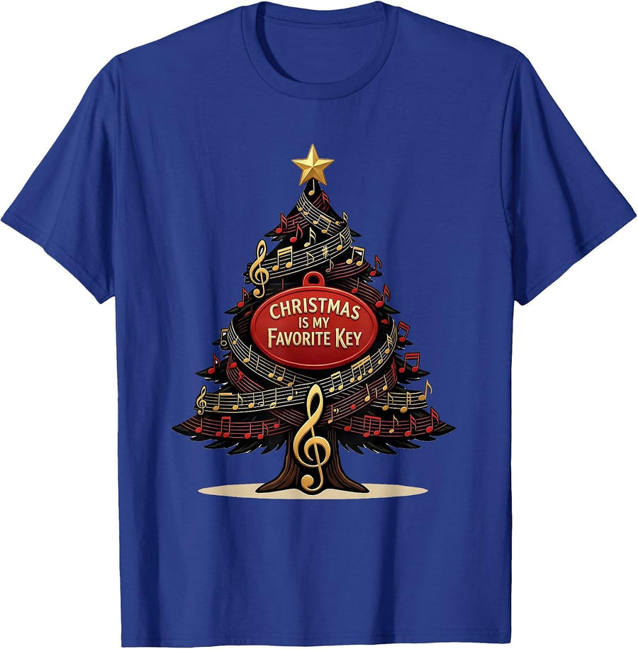 Christmas Is My Favorite Key Bold Music Teacher Holiday T-Shirt - Royal Blue