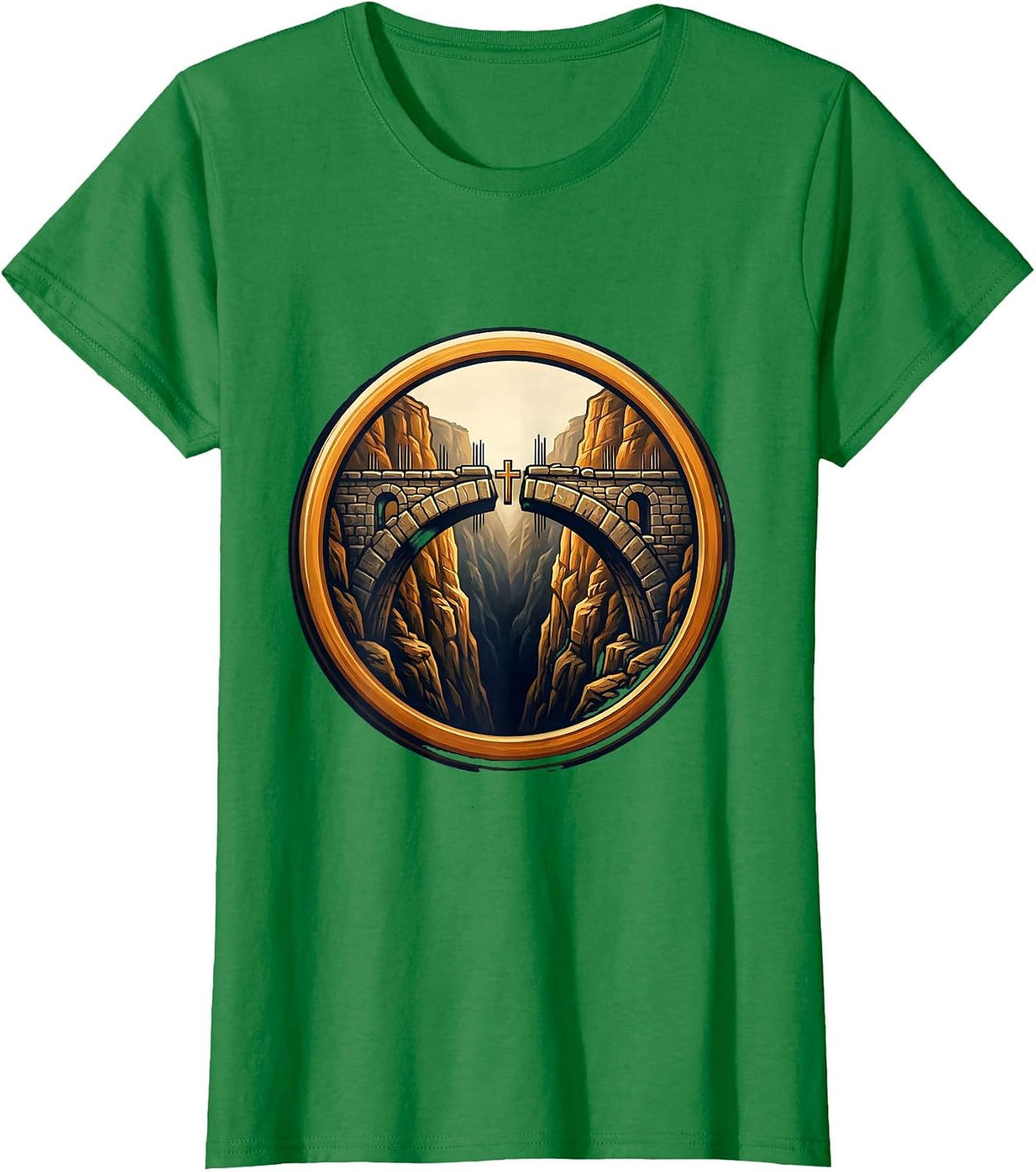 Women's Bridge Over the Gorge Construction Graphic T-Shirt - Kelly Green