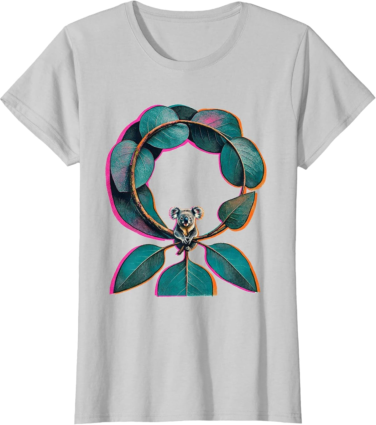 Women's Eucalyptus Vine Koala Cute Animal Lover Humor T-Shirt - Silver Grey