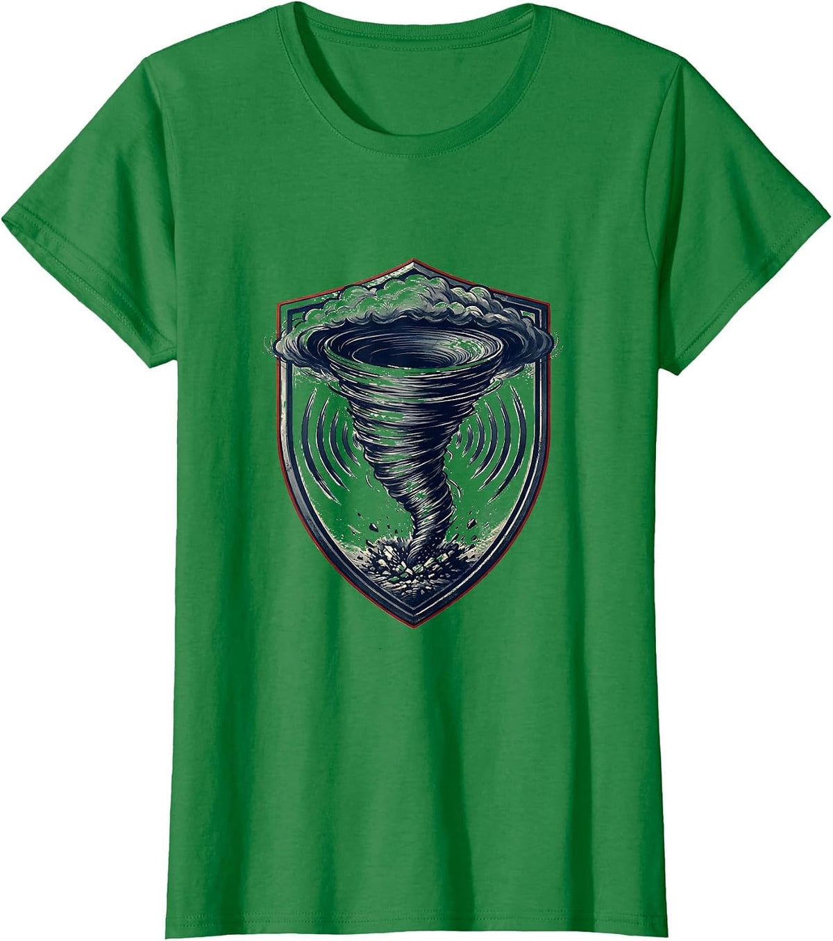 Storm Chaser Tornado Weather Enthusiast Emblem T-Shirt - Kelly Green