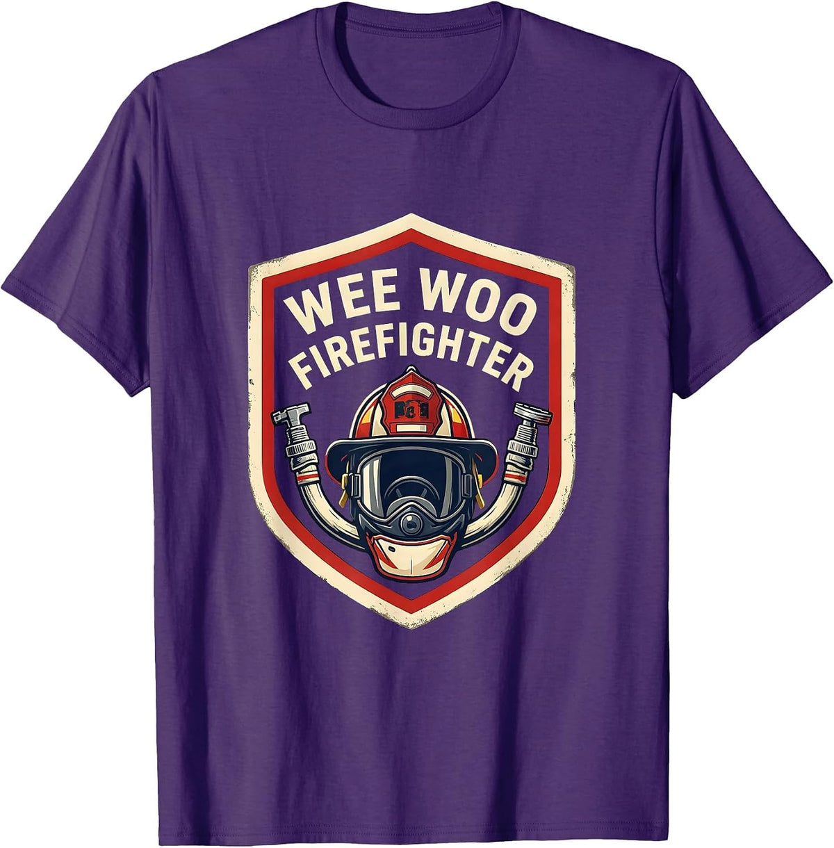 Men's Wee Woo Firefighter Emblem Firefighter Family Humor T-Shirt - Purple