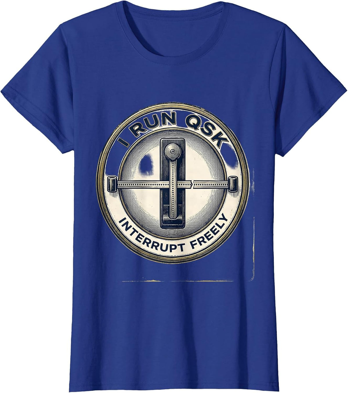 Women's I Run QSK, Interrupt Freely Funny Ham Radio Operator Humor T-Shirt - Royal Blue