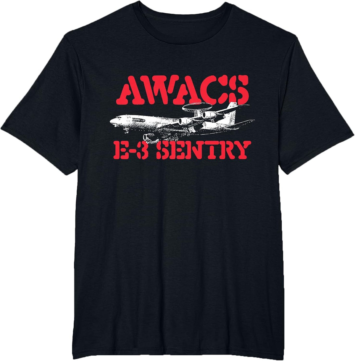 AWACS E-3 Sentry - US Military Pilot Cargo Plane T-Shirt - Black
