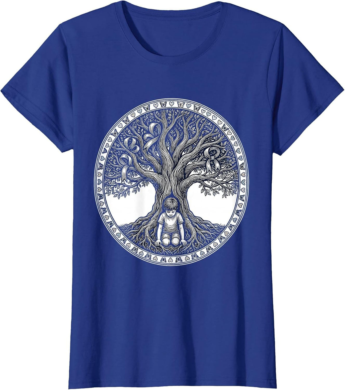 Women's Down Syndrome Awareness Tree Planting Growth Art T-Shirt - Royal Blue