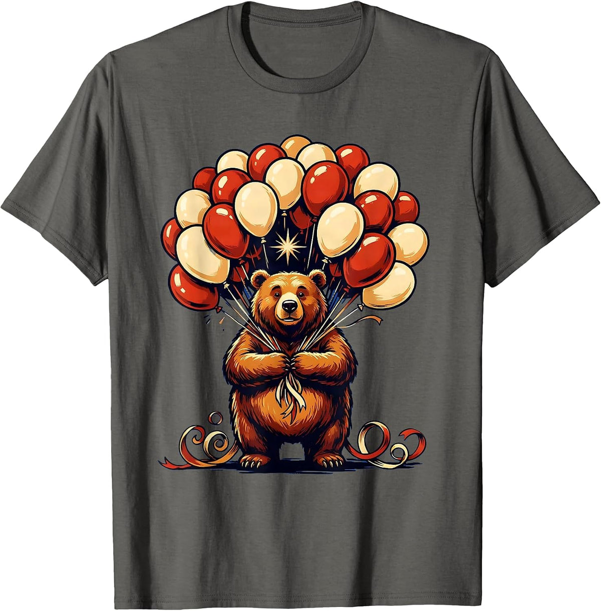 Men's 21st Birthday Bear with Balloon Bouquet T-Shirt - Asphalt Grey