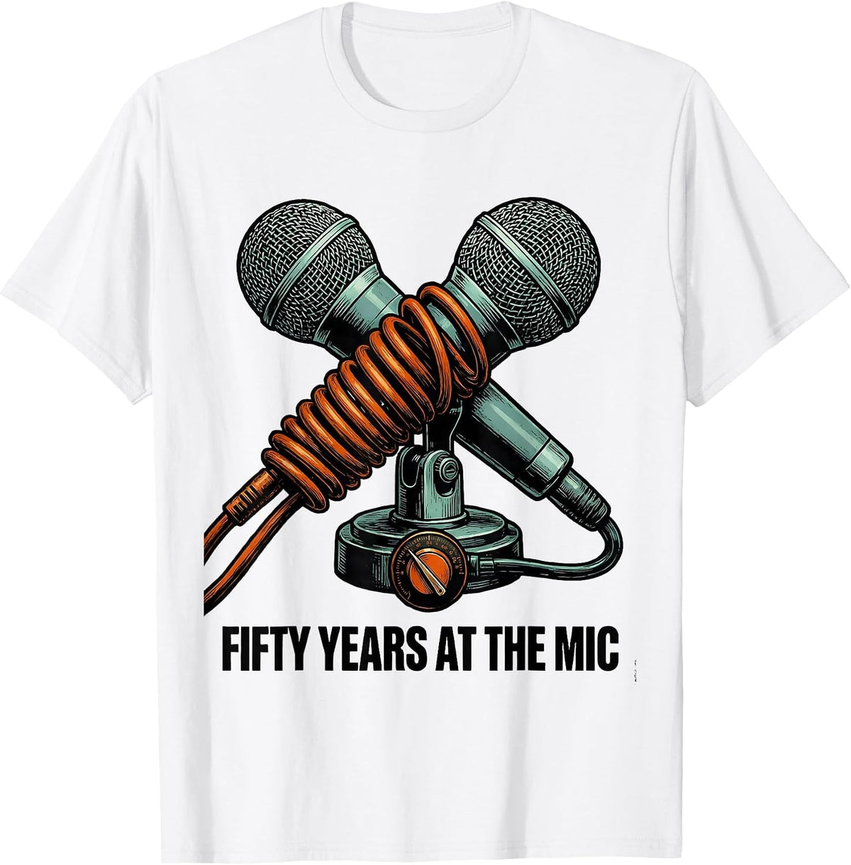 Men's Fifty Years At The Mic Funny Ham Radio Operator Hobbyist T-Shirt - White