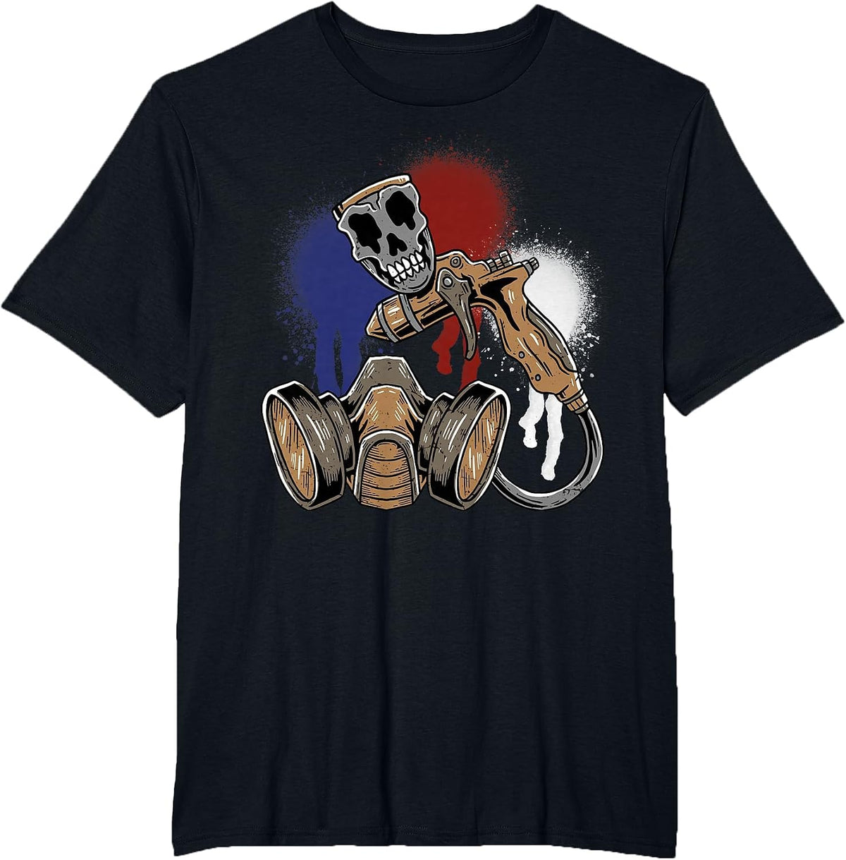 Auto Body Mask Vehicle Sprayer Skull Automotive Car Painter T-Shirt - Black