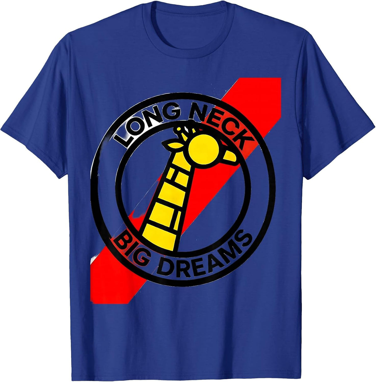 Men's Long Neck Big Dreams Giraffe Graphic Design T-Shirt - Royal Blue