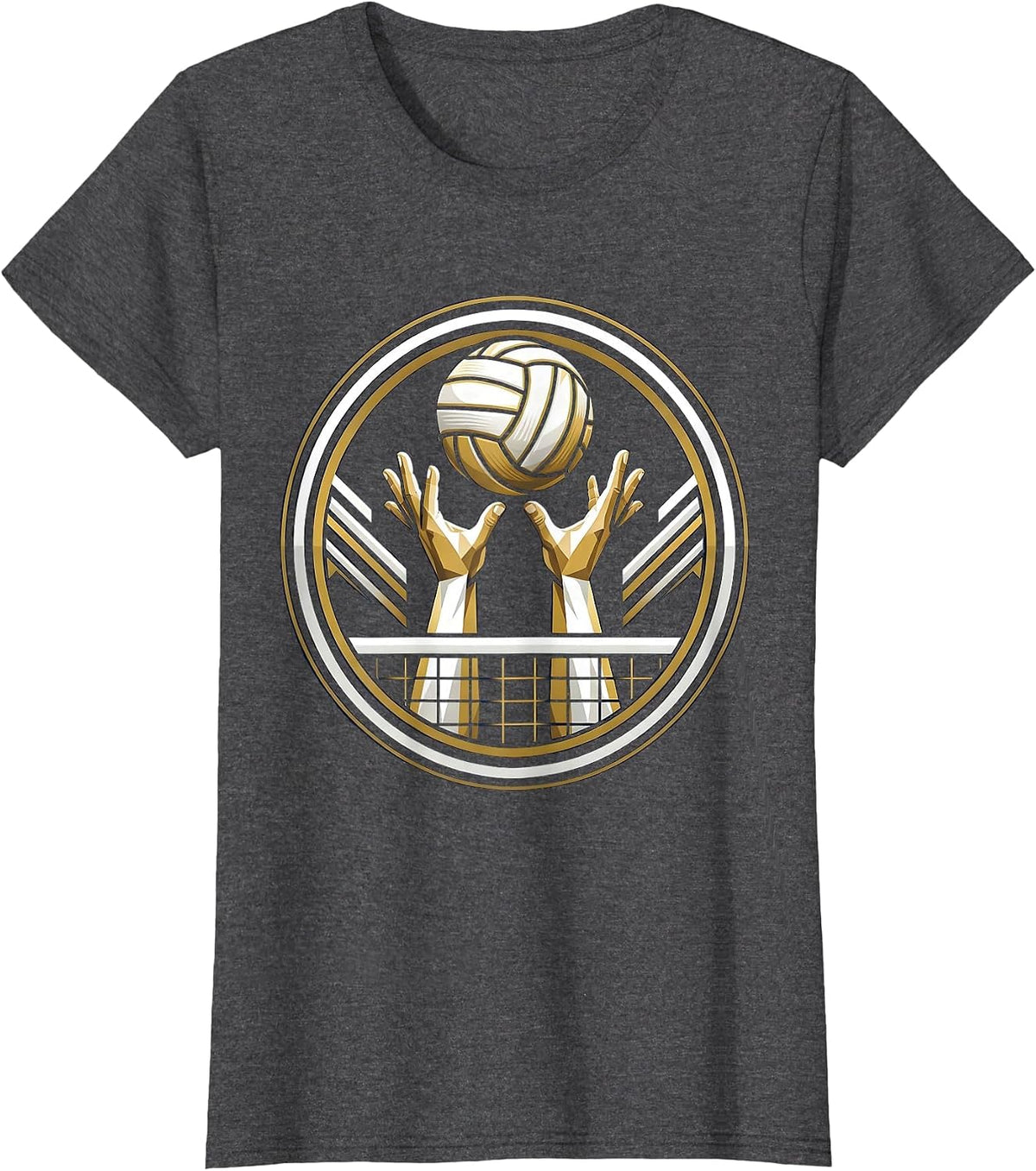 Women's Volleyball Setting Over the Net Graphic T-Shirt - Dark Heather Grey