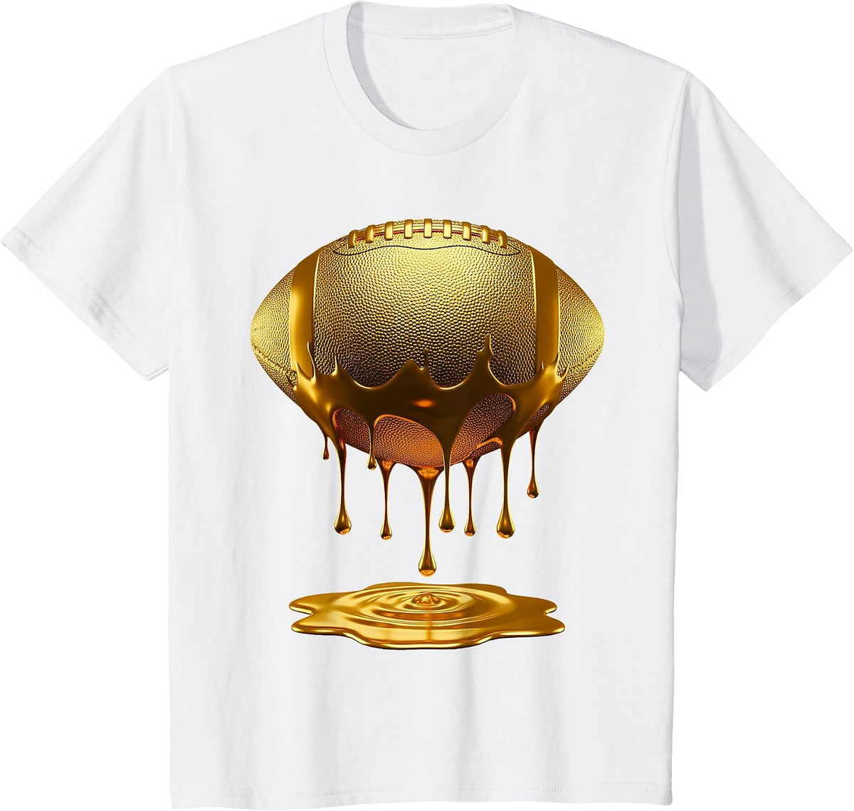 Football Dripping Drip Gold Sport Player Coach Baller T-Shirt - White