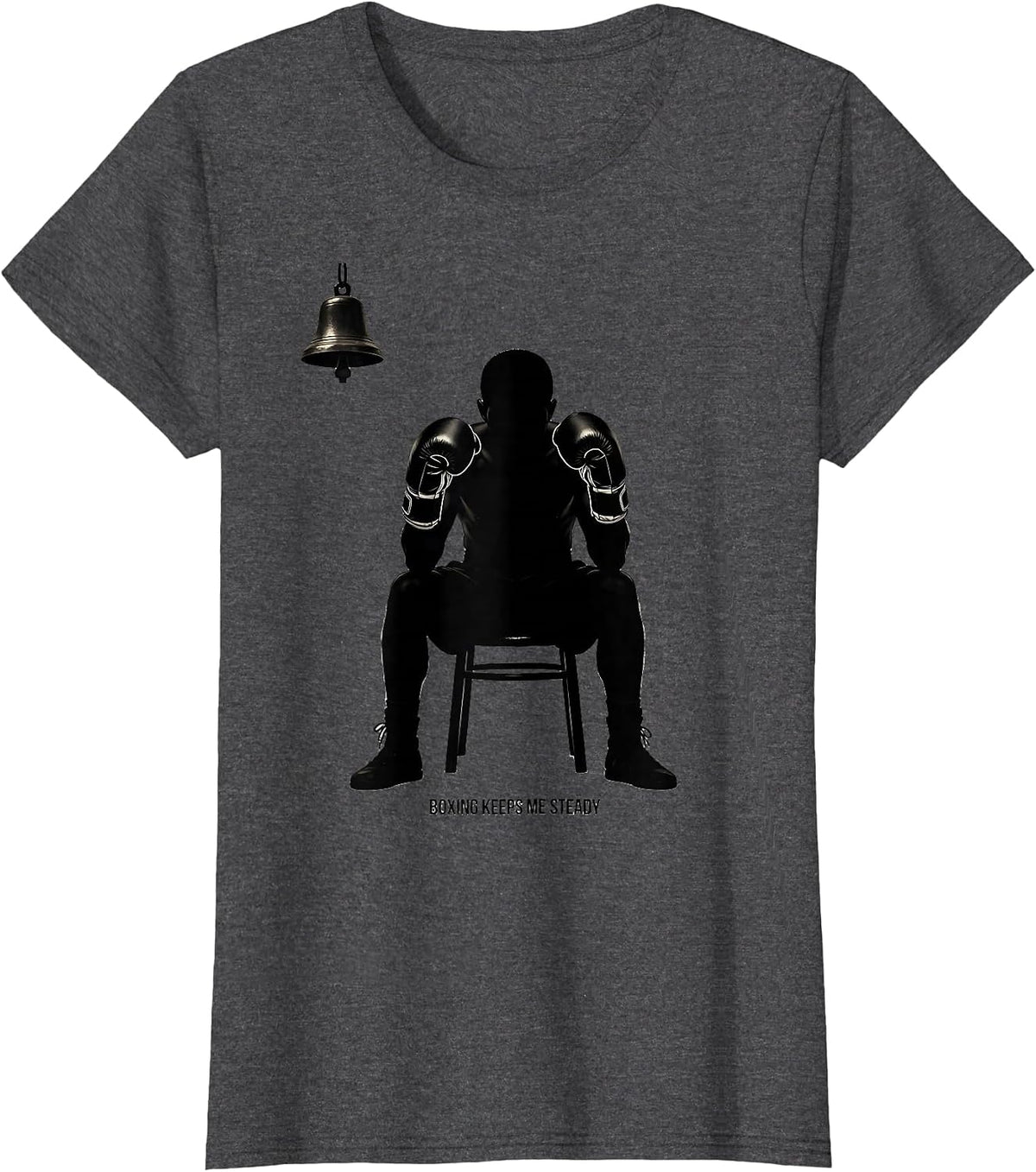Women's Boxing Keeps Me Steady Silhouette Boxing Fan Gift T-Shirt - Dark Heather Grey