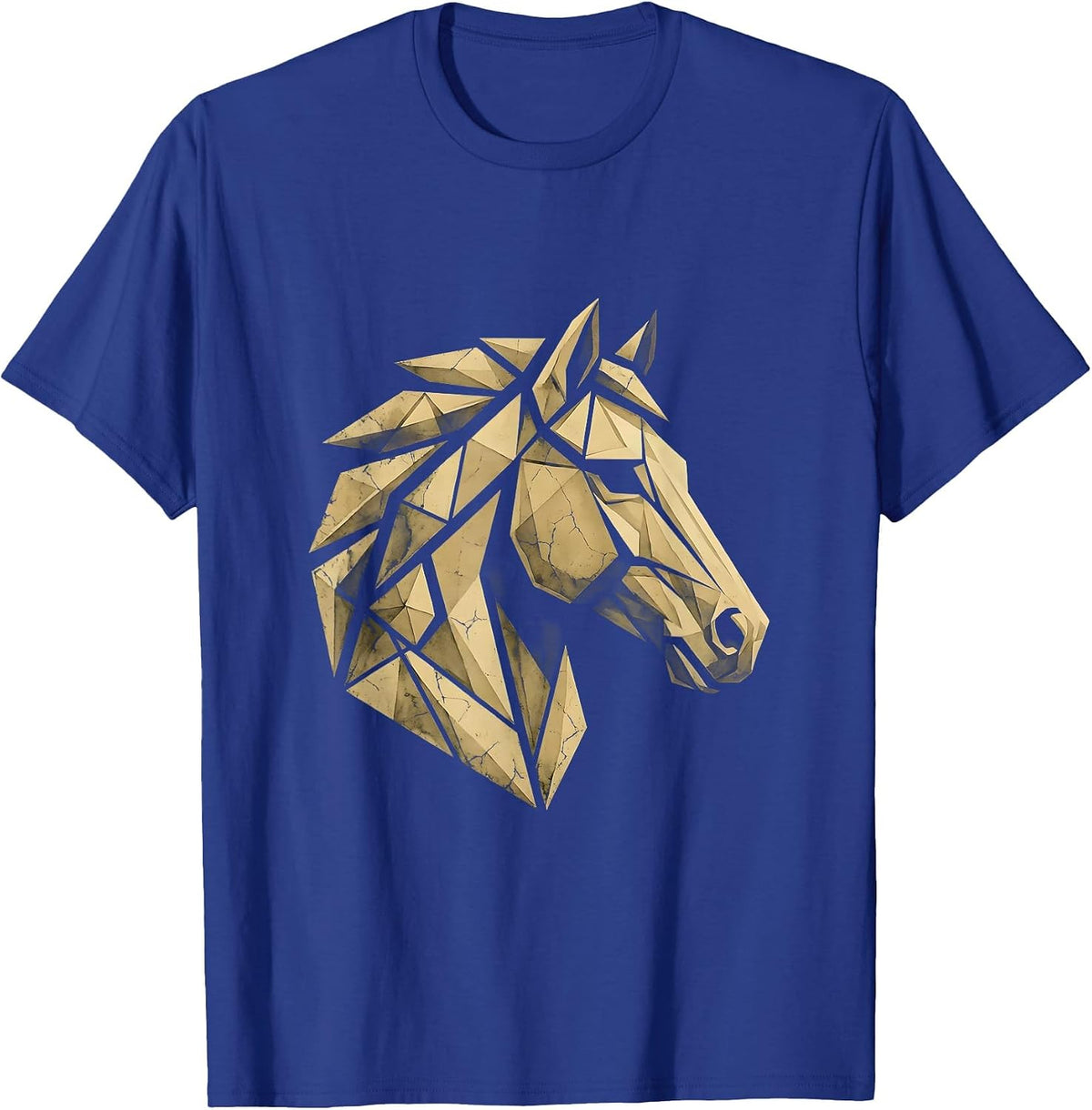 Horse Head Portrait Geometric Art Design T-Shirt - Royal Blue
