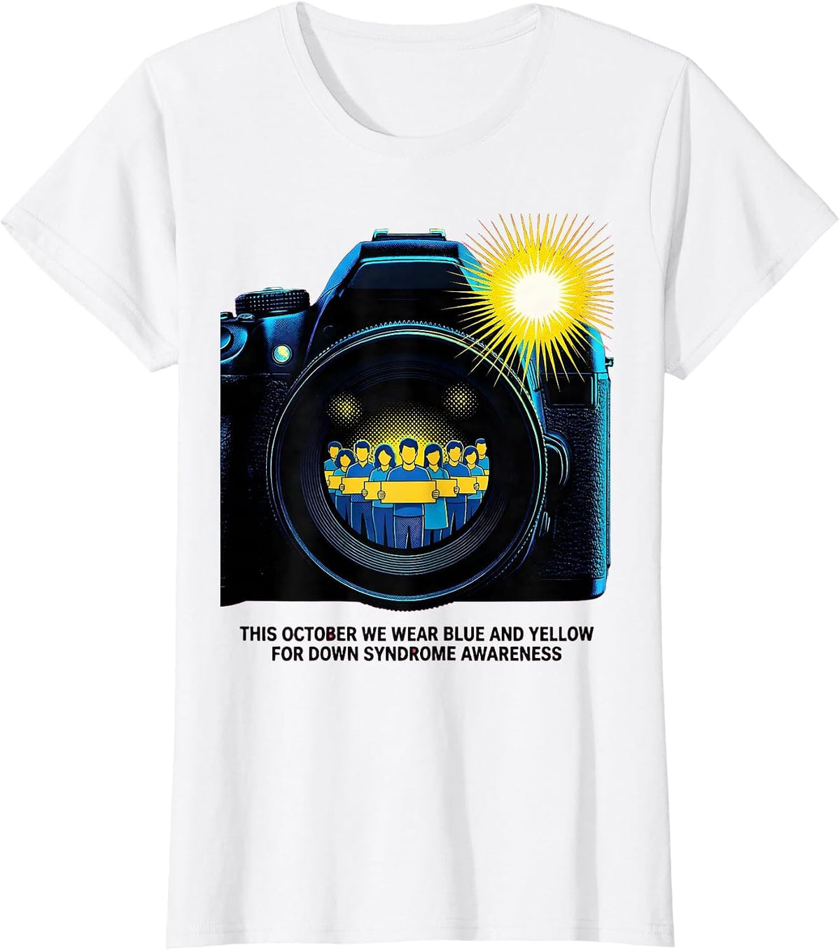 Women's This October We Wear Blue And Yellow Down Syndrome Awareness T-Shirt - White