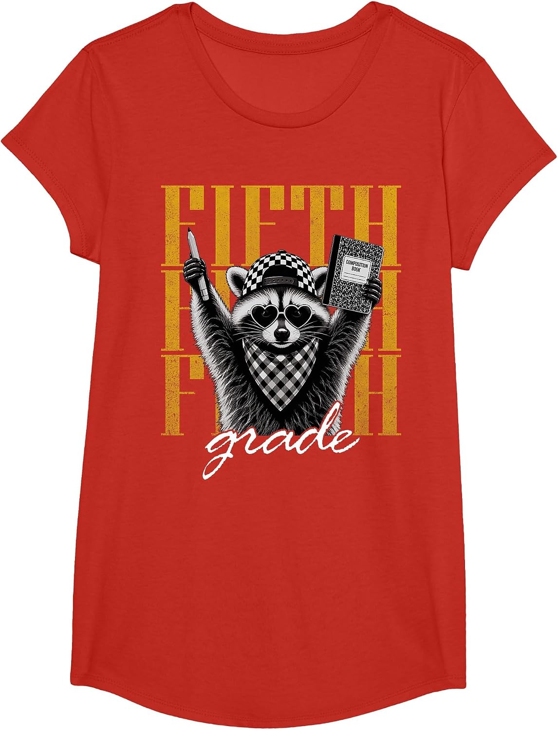 Fifth Grade Teacher 5th Grade Raccoon Back to School T-Shirt - Girls Red