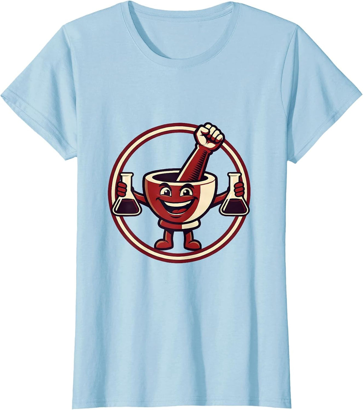 Mortar Pestle Chemistry Flask College Science T-Shirt - Baby Blue