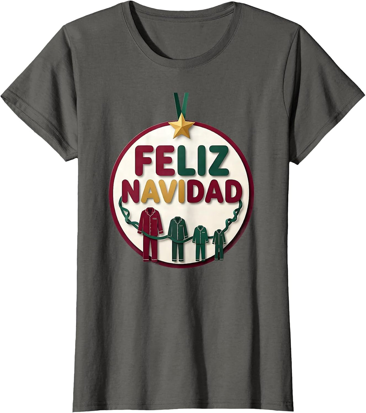 Women's Feliz Navidad Family Matching Spanish Mexican Christmas T-Shirt - Asphalt Grey