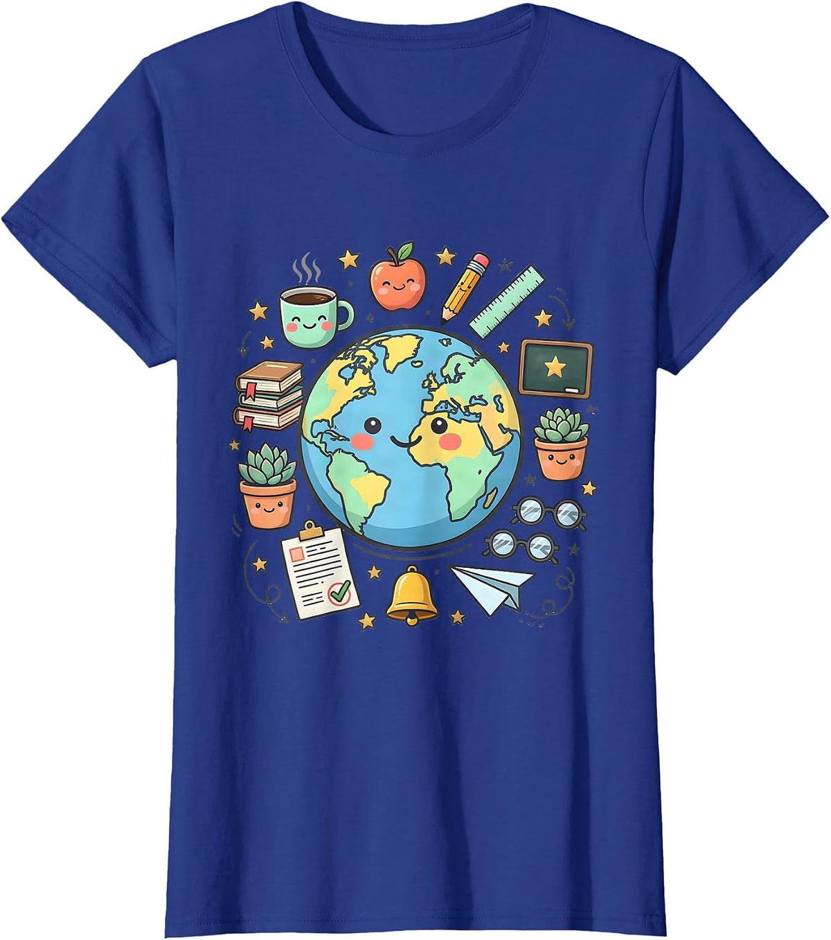 Women's 4th Grade Teacher Desk Globe Coffee Mug Gift T-Shirt - Royal Blue