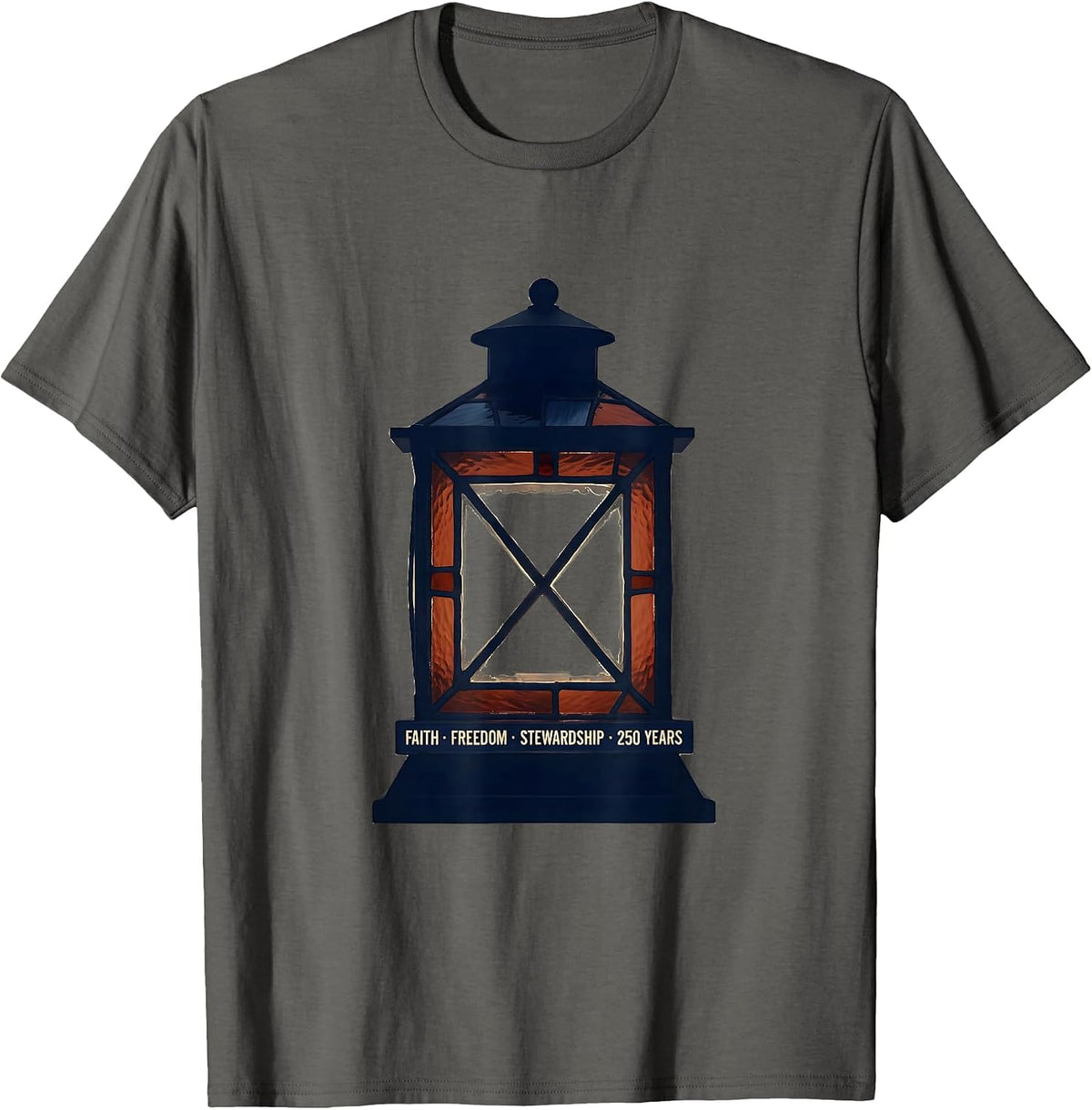 Faith Freedom Stewardship 250 Years Patriotic T-Shirt - Asphalt Grey